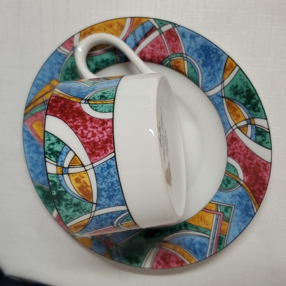 American Atelier VTG BOHO Fantasy Porcelain Cups & Saucers Matching Set of Two - Picture 8 of 14